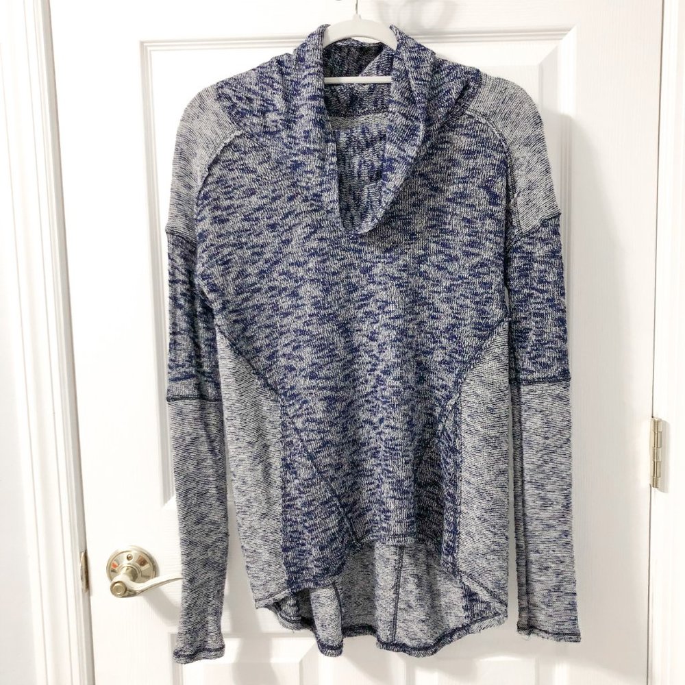 Navy & Gray Knit Cowl Neck Sweater